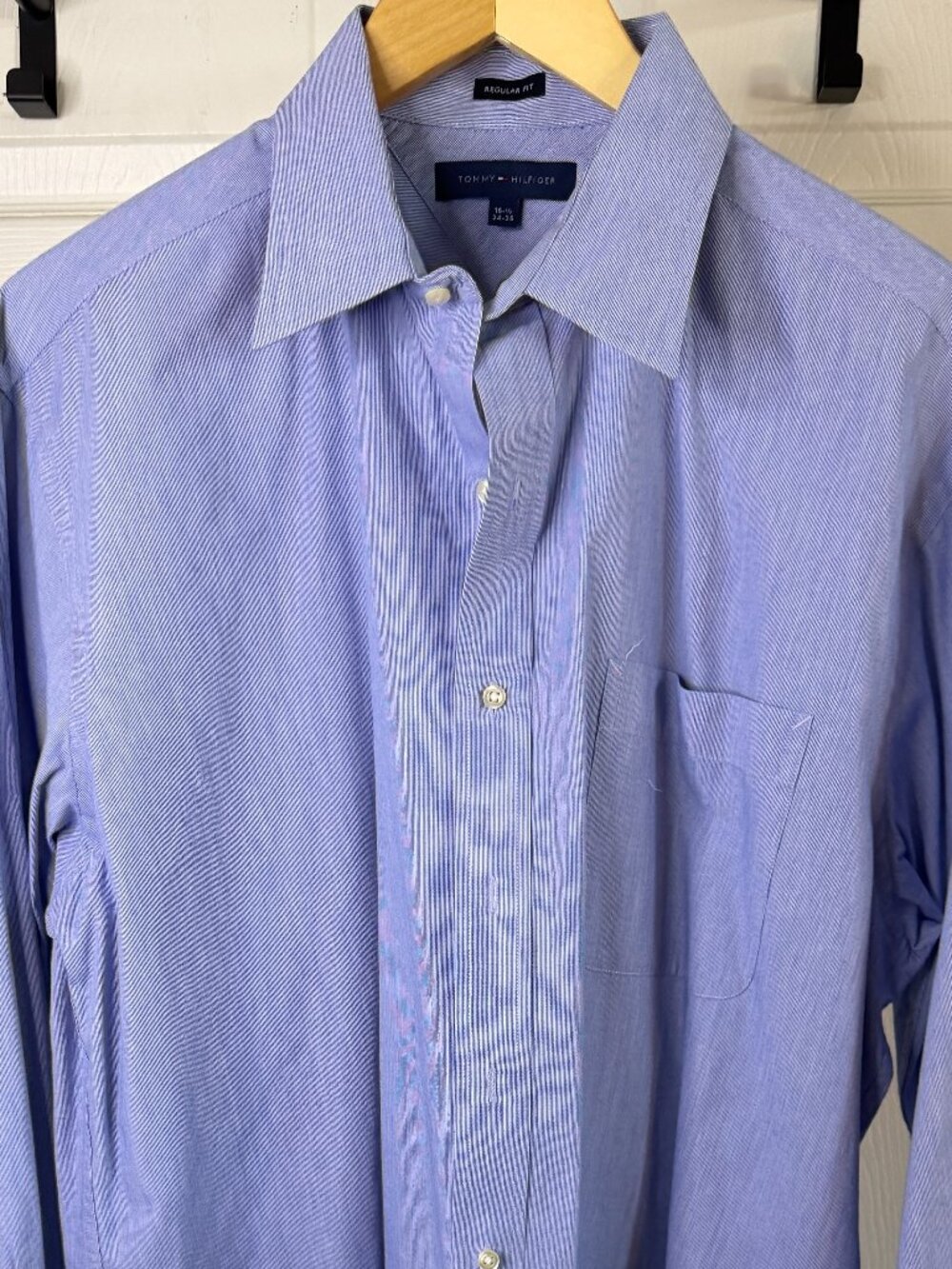 Tommy Hilfiger Regular Fit Dress Shirt 16.5 34/35 Blue Cotton